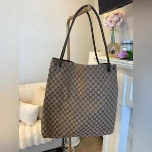 Gucci Beige Brown Monogram GG Canvas Tote
